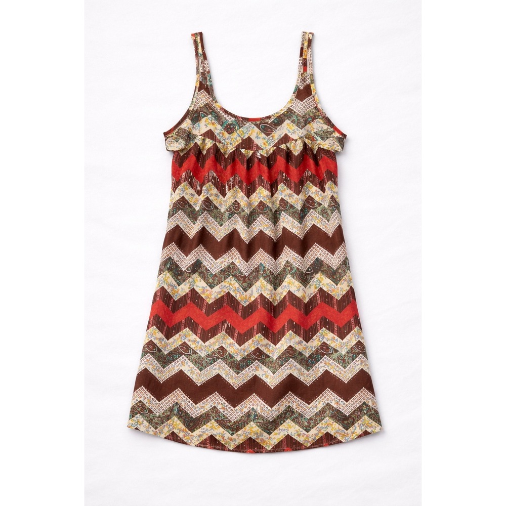 Nine's Womens XL Aztec Chevron Print Sleeveless Dress Brown‎ Red